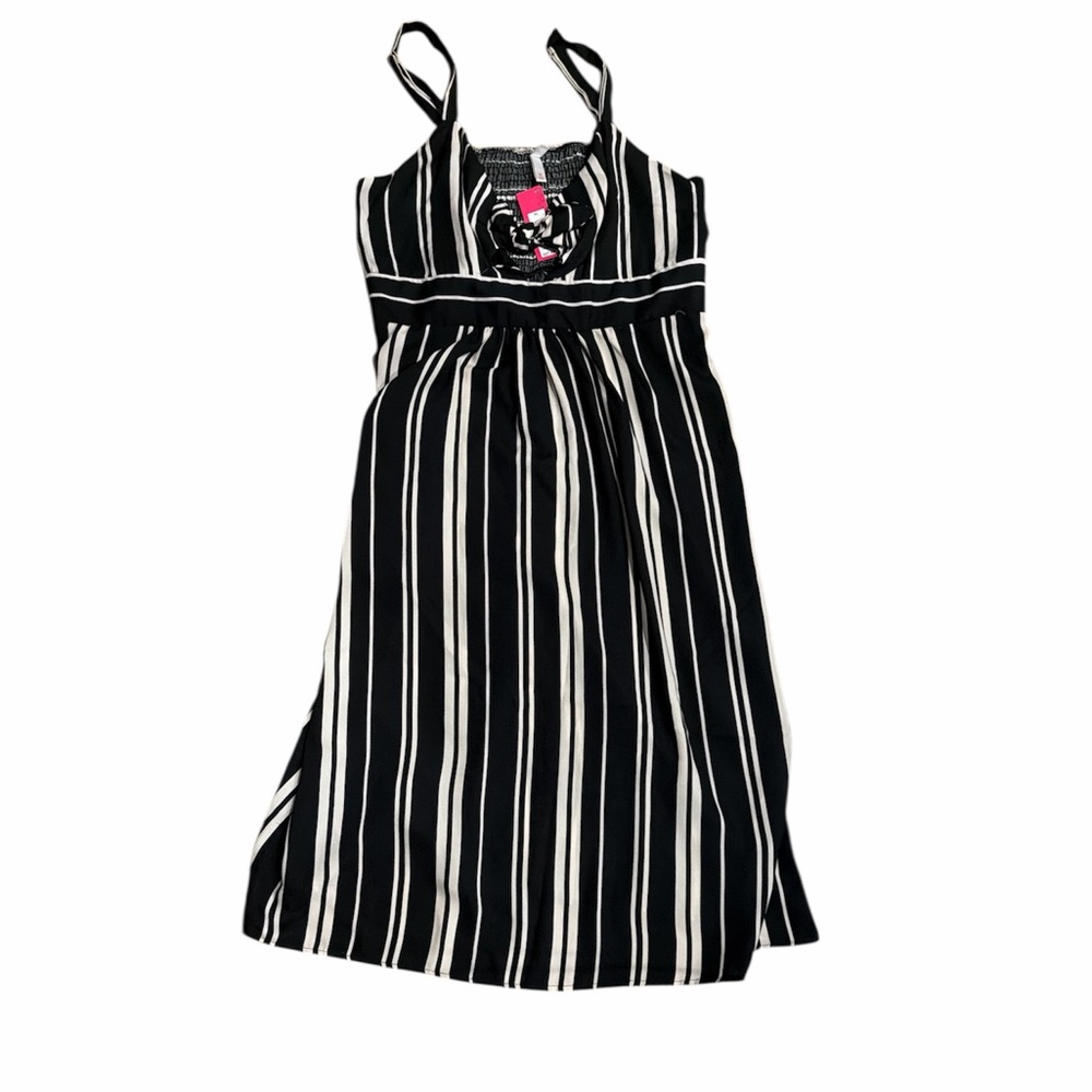 Xhilaration Black and White Striped Midi Dress